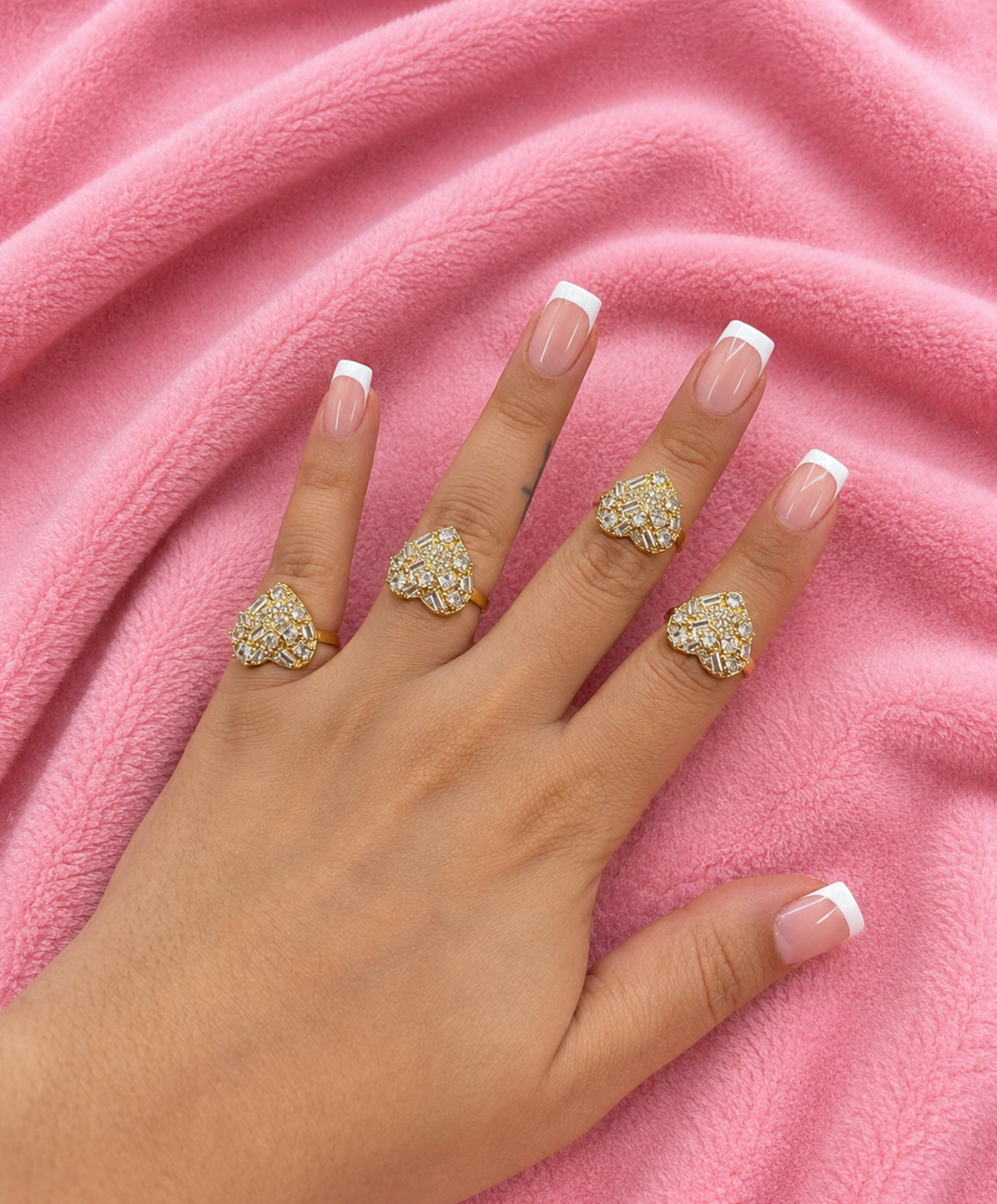 Heart Nuggets Rhinestone Ring