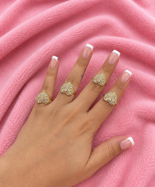 Heart Nuggets Rhinestone Ring