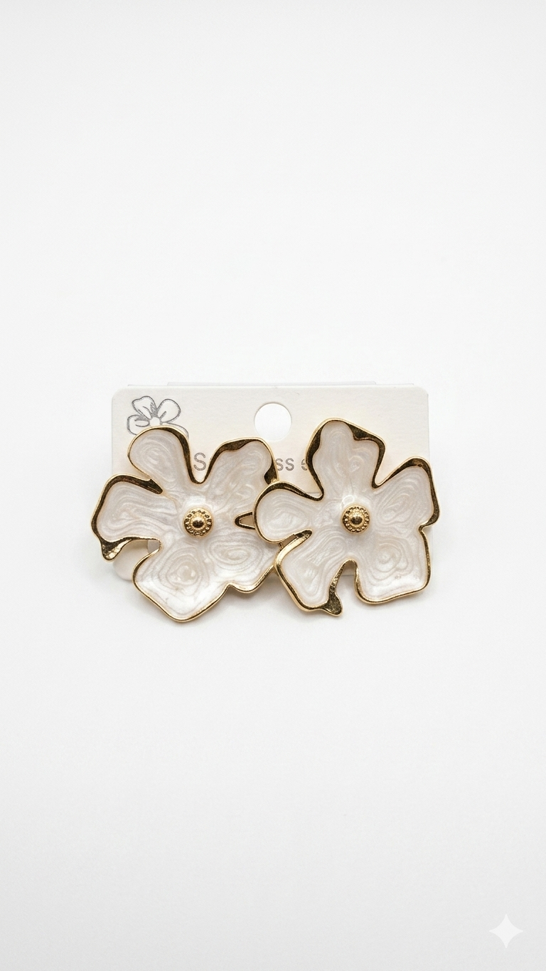 White flowers earring